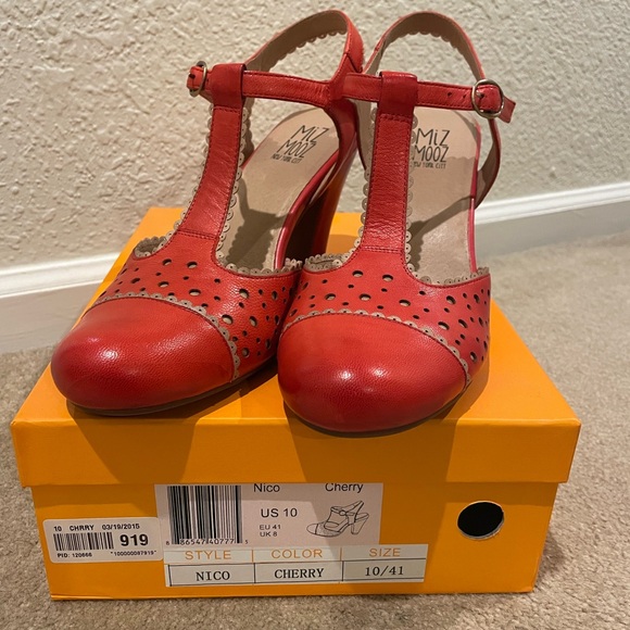 Miz Mooz Shoes - Miz Mooz Cherry Red Nico T-Strap Heels